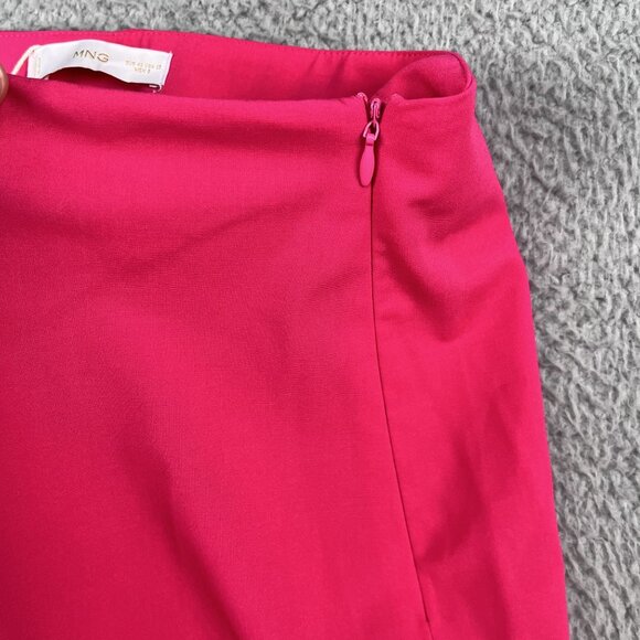 NWT Mango Womens Straight Culotte Cropped High Rise Hot Pink Trousers Sz 10 - Picture 6 of 7